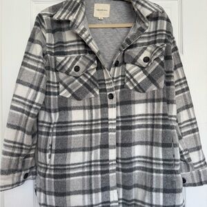 Thread & Supply Gray and White Plaid Shacket